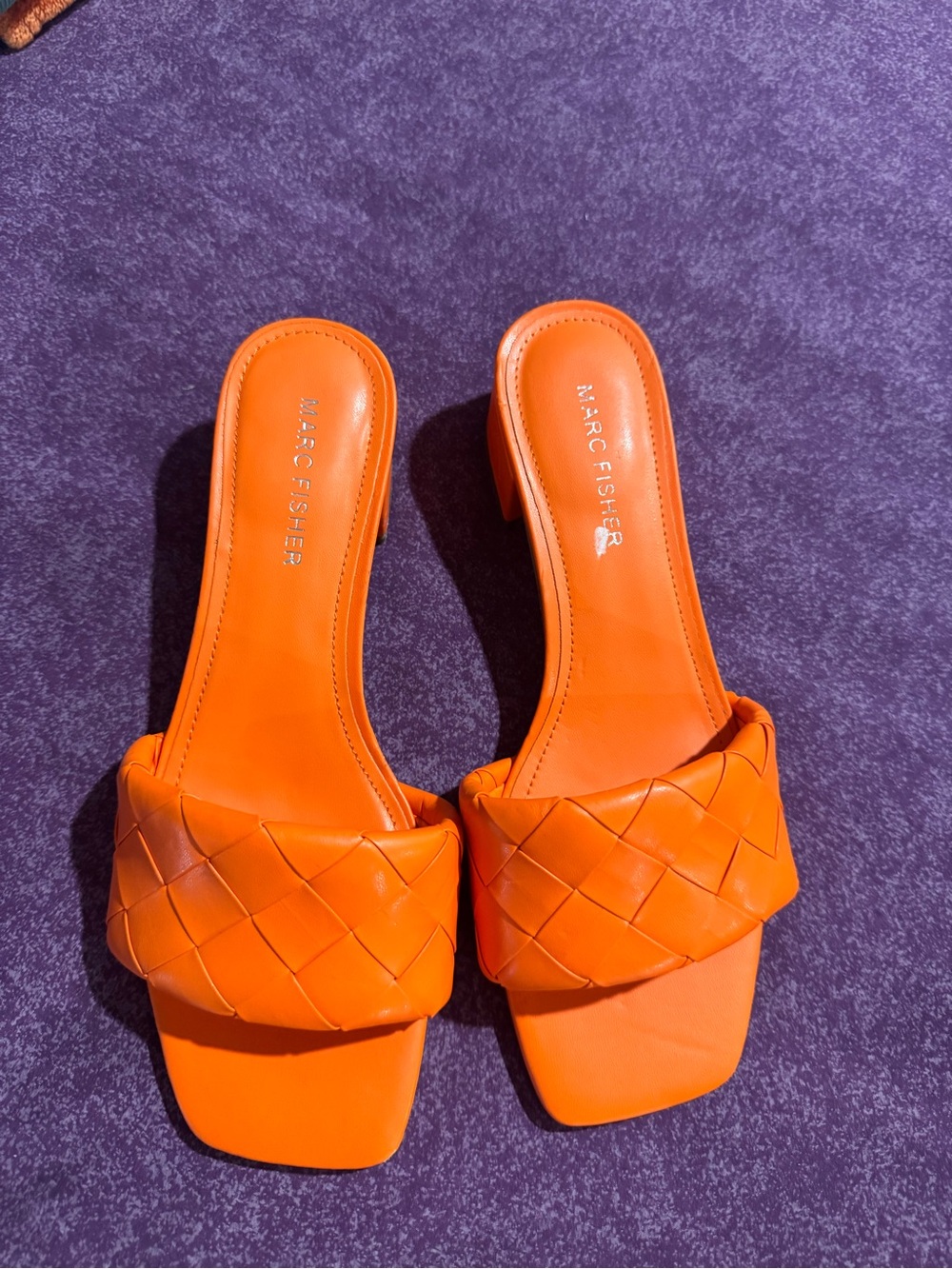 Marc Fisher Bright Orange Woven Slide Mules